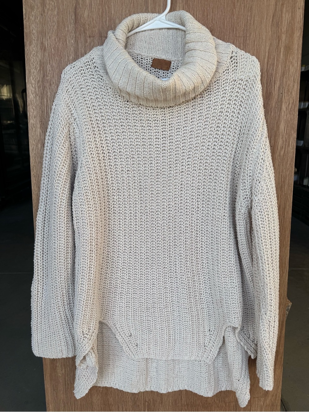 POL Cream Chunky Knit Cowl Neck Sweater